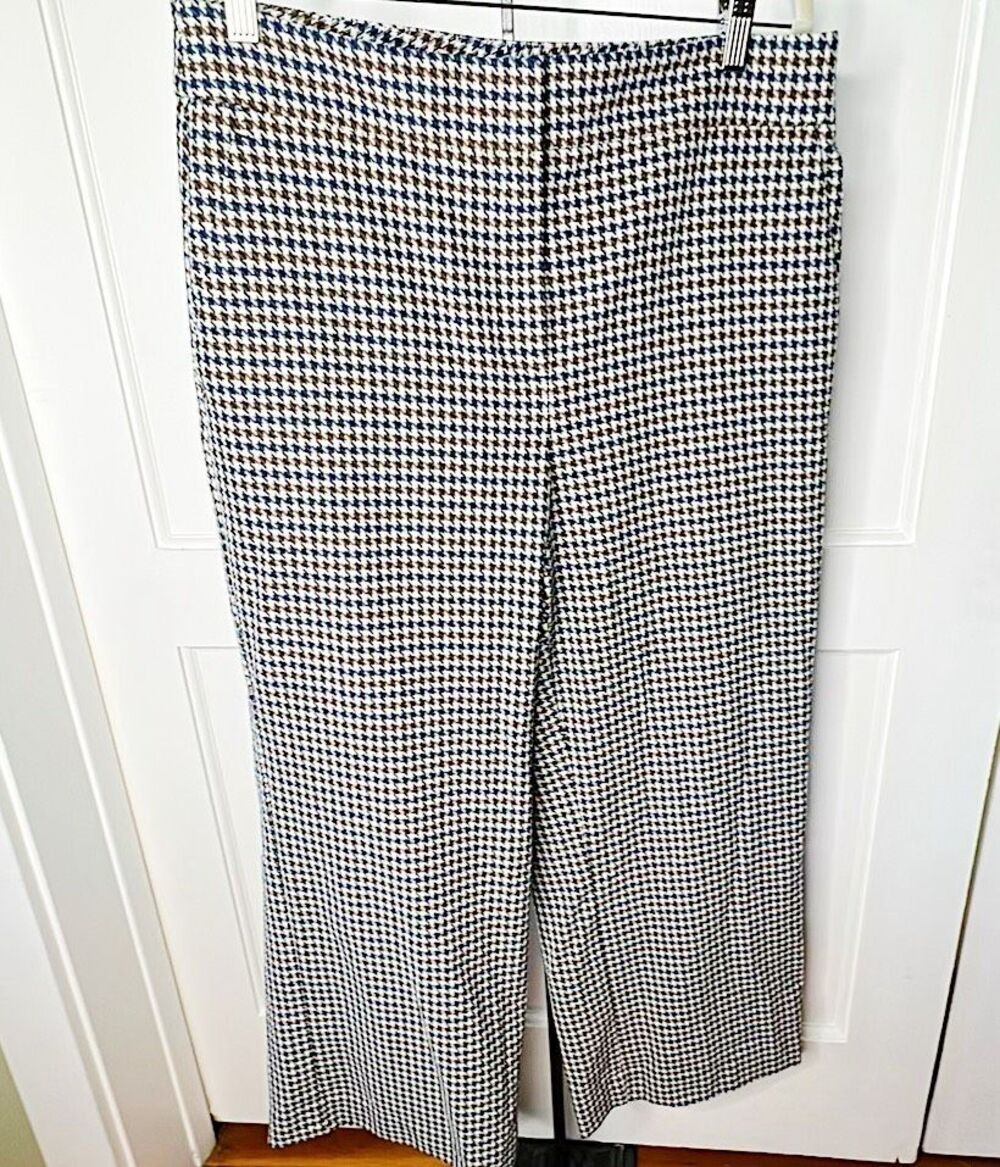 Ann Taylor Factory Houndstooth Wide Leg Ankle Trousers Size 10